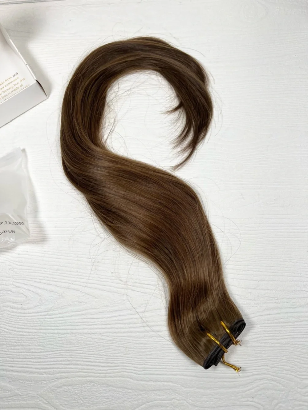 Neutral Light Brown Human Hair Genius Weft 22 Inch Clip In Hair Extensions